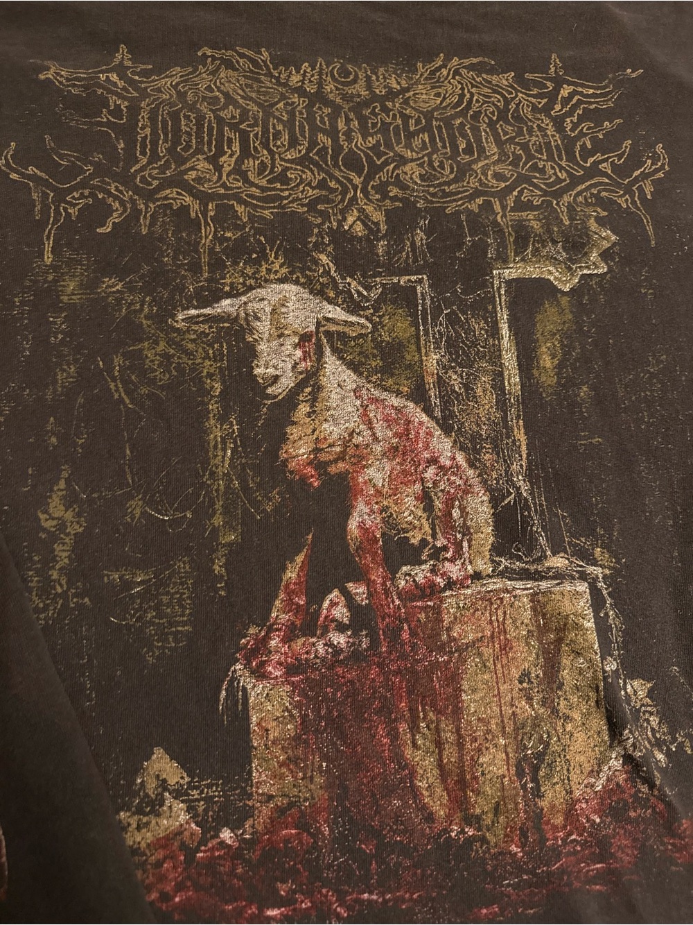 Lorna Shore TourBlack Graphic Long-Sleeve Men's Shirt with Distressed Goat Print - Picture 5 of 7